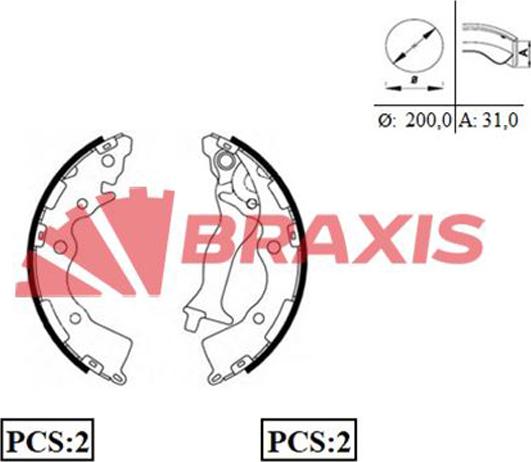 Braxis AC0063 - Jeu de mâchoires de frein cwaw.fr