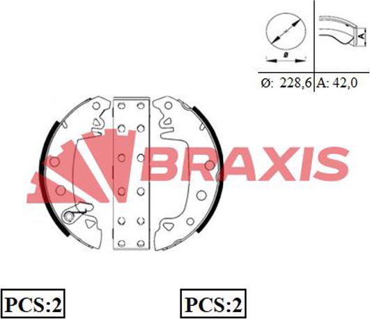 Braxis AC0002 - Jeu de mâchoires de frein cwaw.fr