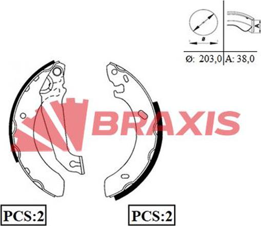 Braxis AC0019 - Jeu de mâchoires de frein cwaw.fr