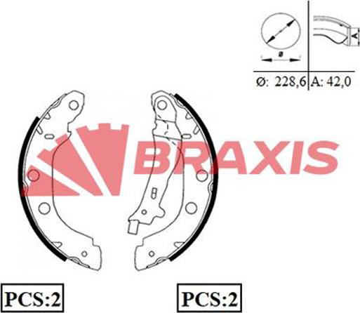 Braxis AC0027 - Jeu de mâchoires de frein cwaw.fr