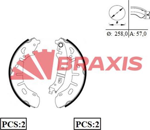 Braxis AC0074 - Jeu de mâchoires de frein cwaw.fr