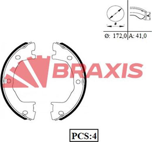 Braxis AC0075 - Jeu de mâchoires de frein, frein de stationnement cwaw.fr