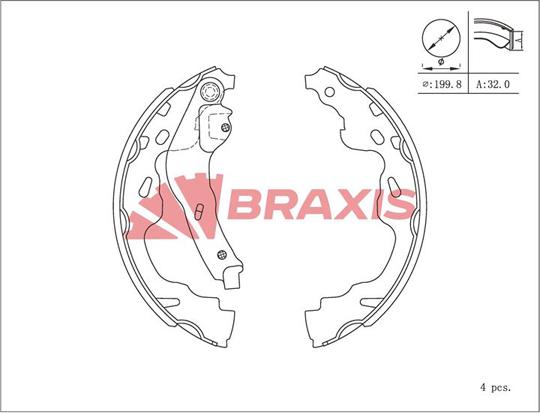 Braxis AC0109 - Jeu de mâchoires de frein cwaw.fr