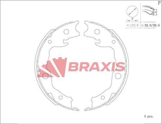 Braxis AC0102 - Jeu de mâchoires de frein, frein de stationnement cwaw.fr