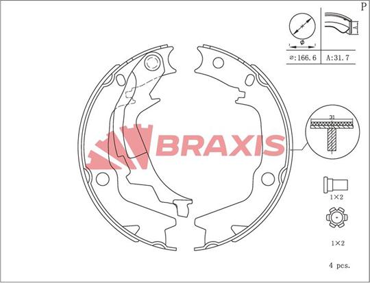 Braxis AC0114 - Jeu de mâchoires de frein, frein de stationnement cwaw.fr