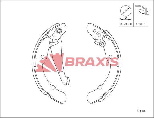 Braxis AC0116 - Jeu de mâchoires de frein cwaw.fr