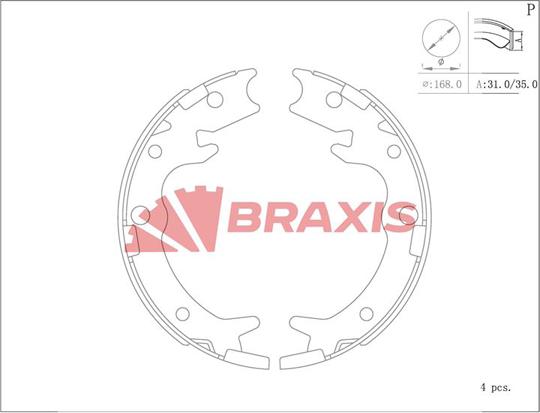 Braxis AC0129 - Jeu de mâchoires de frein, frein de stationnement cwaw.fr