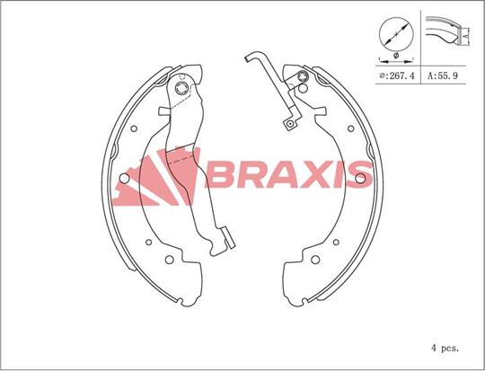 Braxis AC0125 - Jeu de mâchoires de frein cwaw.fr