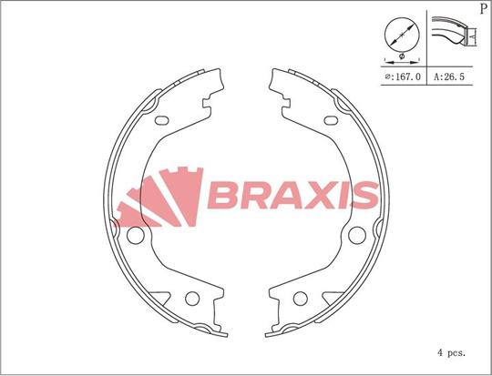 Braxis AC0128 - Jeu de mâchoires de frein, frein de stationnement cwaw.fr