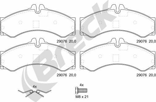 Breck 29076 00 703 10 - Kit de plaquettes de frein, frein à disque cwaw.fr