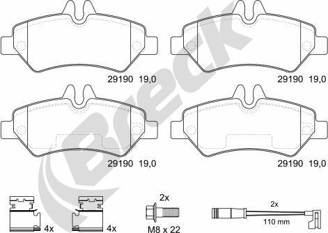 Breck 29190 00 703 10 - Kit de plaquettes de frein, frein à disque cwaw.fr