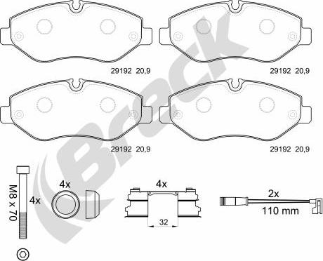 Breck 29192 00 653 00 - Kit de plaquettes de frein, frein à disque cwaw.fr