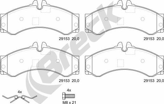 Breck 29153 00 703 00 - Kit de plaquettes de frein, frein à disque cwaw.fr