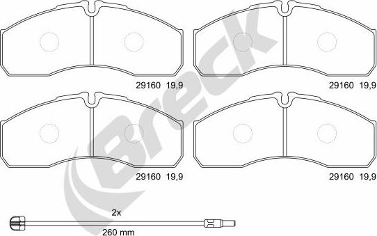 Breck 29160 00 703 00 - Kit de plaquettes de frein, frein à disque cwaw.fr