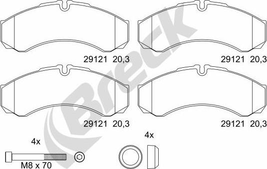 Breck 29121 10 703 00 - Kit de plaquettes de frein, frein à disque cwaw.fr