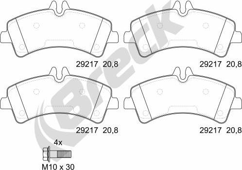 Breck 29217 00 703 00 - Kit de plaquettes de frein, frein à disque cwaw.fr