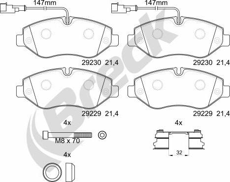 Breck 29229 00 703 10 - Kit de plaquettes de frein, frein à disque cwaw.fr