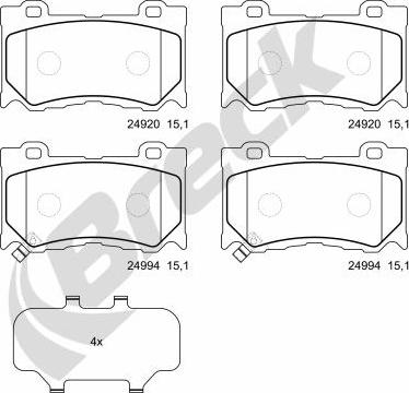 Breck 24994 00 551 00 - Kit de plaquettes de frein, frein à disque cwaw.fr