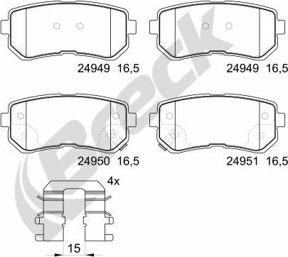 Breck 24949 00 704 00 - Kit de plaquettes de frein, frein à disque cwaw.fr