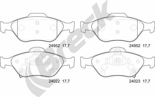 Breck 24952 00 702 00 - Kit de plaquettes de frein, frein à disque cwaw.fr