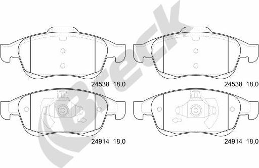 Breck 24914 00 651 00 - Kit de plaquettes de frein, frein à disque cwaw.fr