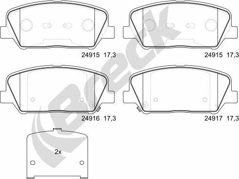 Breck 24915 00 701 00 - Kit de plaquettes de frein, frein à disque cwaw.fr