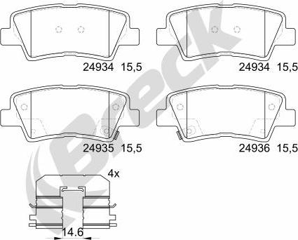 Breck 24934 00 702 00 - Kit de plaquettes de frein, frein à disque cwaw.fr