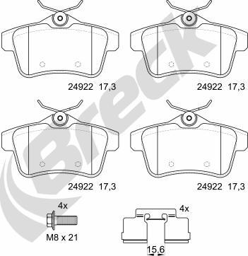 Breck 24922 00 704 00 - Kit de plaquettes de frein, frein à disque cwaw.fr