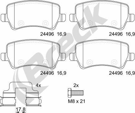 Breck 24496 00 702 00 - Kit de plaquettes de frein, frein à disque cwaw.fr