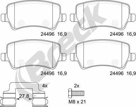 Febi Bilstein 222448 - Kit de plaquettes de frein, frein à disque cwaw.fr