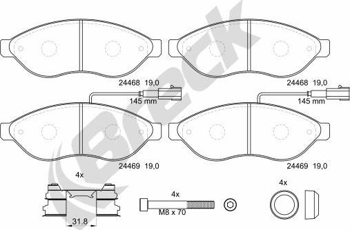 Breck 24469 00 703 20 - Kit de plaquettes de frein, frein à disque cwaw.fr