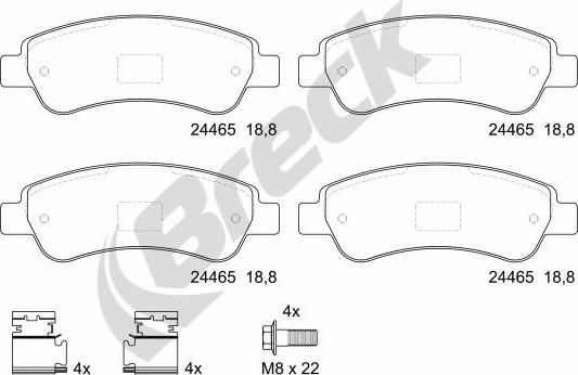 Breck 24465 00 703 00 - Kit de plaquettes de frein, frein à disque cwaw.fr