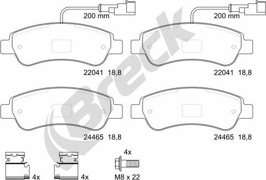 Breck 24465 00 703 10 - Kit de plaquettes de frein, frein à disque cwaw.fr