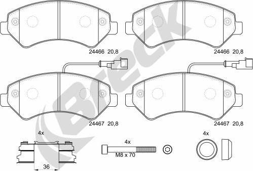 Breck 24467 00 653 20 - Kit de plaquettes de frein, frein à disque cwaw.fr