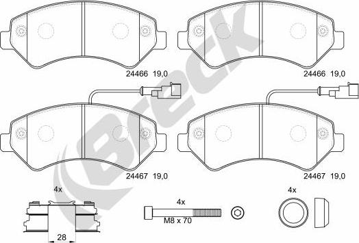 Breck 24467 00 703 10 - Kit de plaquettes de frein, frein à disque cwaw.fr