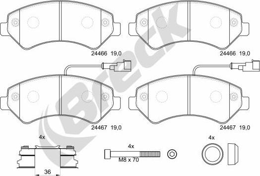 Breck 24467 00 703 20 - Kit de plaquettes de frein, frein à disque cwaw.fr