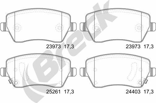 Breck 24403 00 702 00 - Kit de plaquettes de frein, frein à disque cwaw.fr