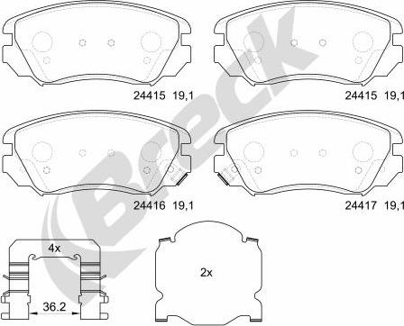 Breck 24415 00 701 10 - Kit de plaquettes de frein, frein à disque cwaw.fr