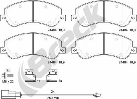 Breck 24484 00 703 10 - Kit de plaquettes de frein, frein à disque cwaw.fr