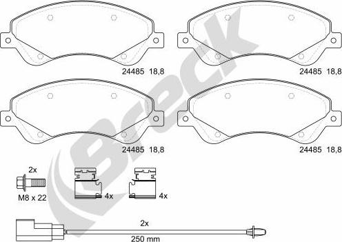 Breck 24485 00 703 10 - Kit de plaquettes de frein, frein à disque cwaw.fr