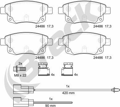 Breck 24486 00 702 10 - Kit de plaquettes de frein, frein à disque cwaw.fr