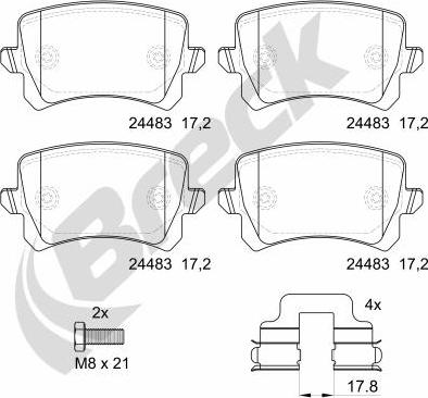 Breck 24483 00 704 10 - Kit de plaquettes de frein, frein à disque cwaw.fr