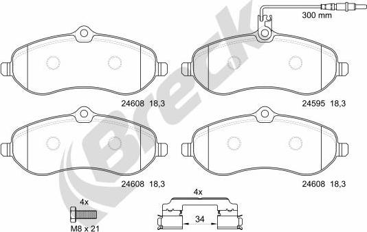 Breck 24595 00 701 00 - Kit de plaquettes de frein, frein à disque cwaw.fr