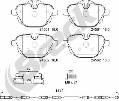 Breck 24561 00 552 20 - Kit de plaquettes de frein, frein à disque cwaw.fr