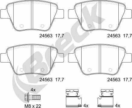 Breck 24563 00 704 00 - Kit de plaquettes de frein, frein à disque cwaw.fr