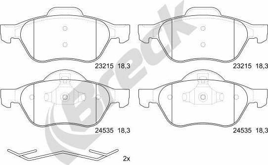 Breck 24535 00 701 00 - Kit de plaquettes de frein, frein à disque cwaw.fr