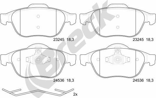 Breck 24536 00 701 00 - Kit de plaquettes de frein, frein à disque cwaw.fr