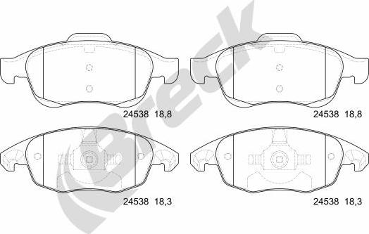 Breck 24538 00 701 00 - Kit de plaquettes de frein, frein à disque cwaw.fr