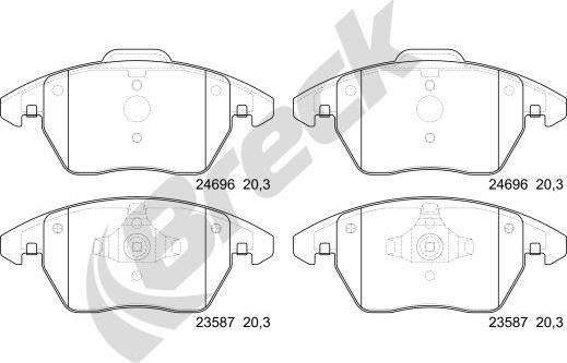 Breck 24696 00 701 00 - Kit de plaquettes de frein, frein à disque cwaw.fr