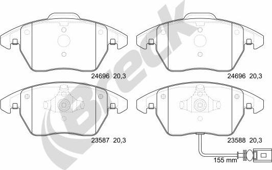 Breck 24696 00 701 10 - Kit de plaquettes de frein, frein à disque cwaw.fr